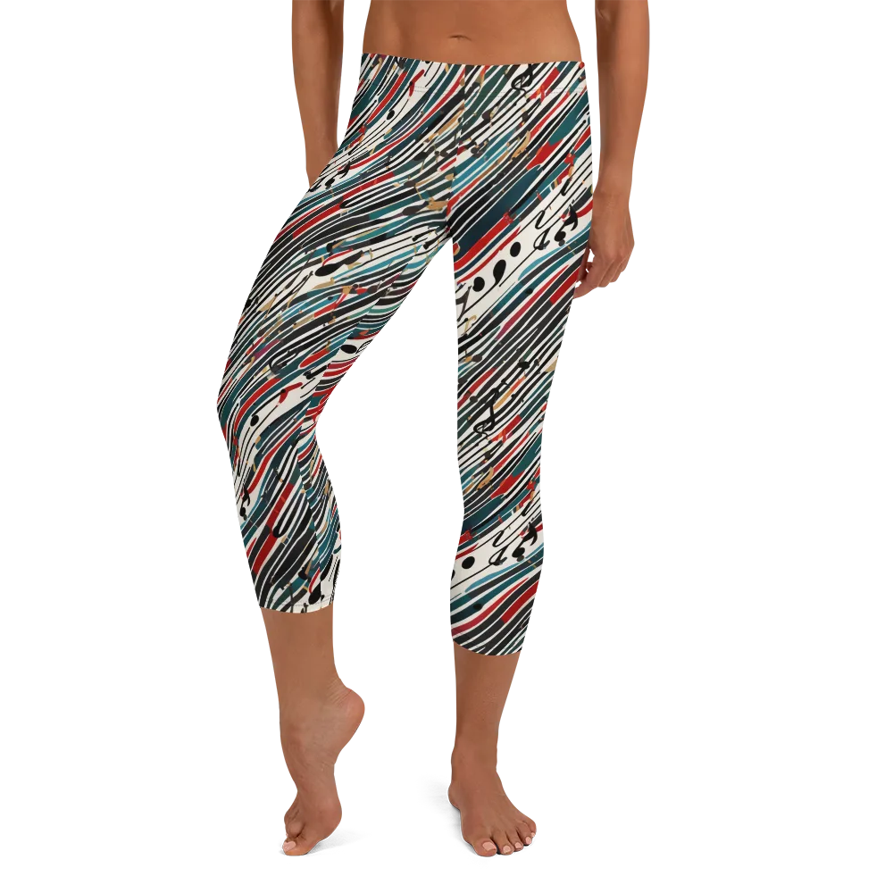 Diagonal Symphony on Capri Leggings — Front