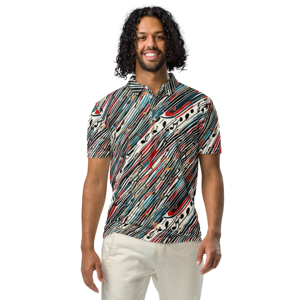Diagonal Symphony on Men's Slim Fit Polo Shirt — Front
