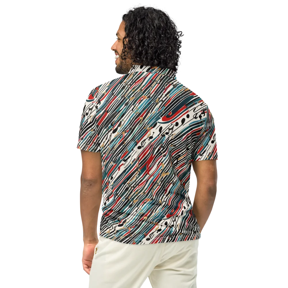 Diagonal Symphony on Men's Slim Fit Polo Shirt — Back