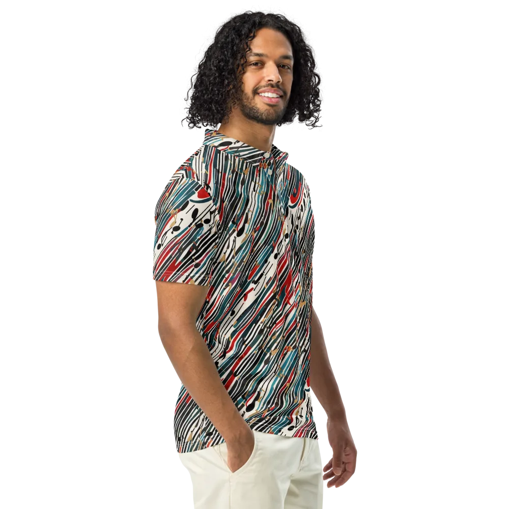 Diagonal Symphony on Men's Slim Fit Polo Shirt — Right Front