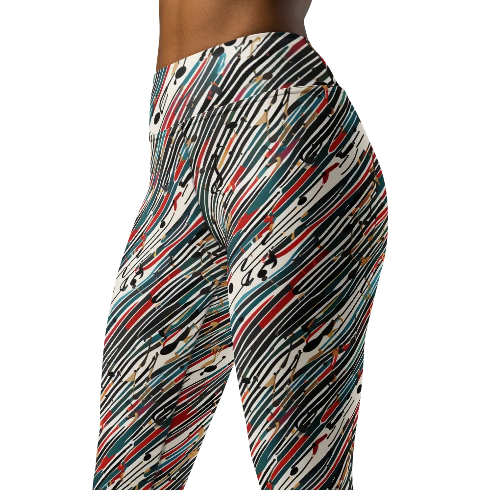 Diagonal Symphony on Yoga Leggings — Left Front