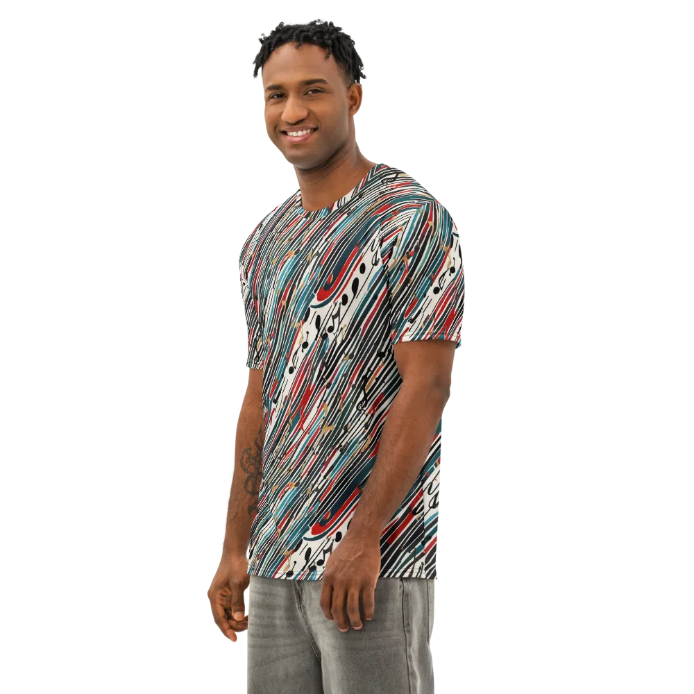 Diagonal Symphony on Men's Cotton Crew Neck T-Shirt — Left Front