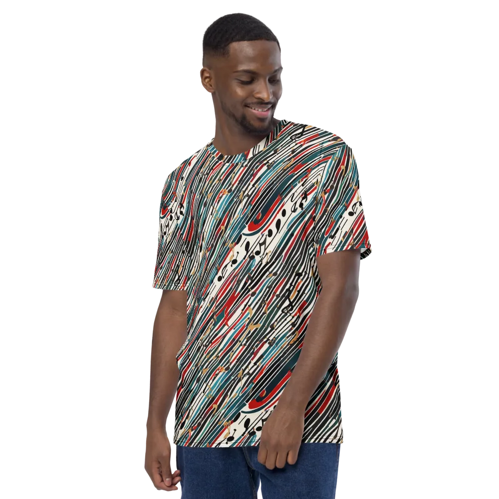 Diagonal Symphony on Men's Crew Neck T-Shirt — Left