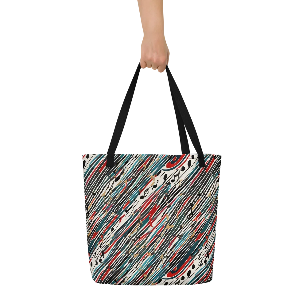 Diagonal Symphony on Large Tote Bag W/ Pocket — Front