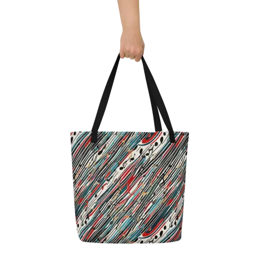 Diagonal Symphony on a Large Tote Bag W/ Pocket