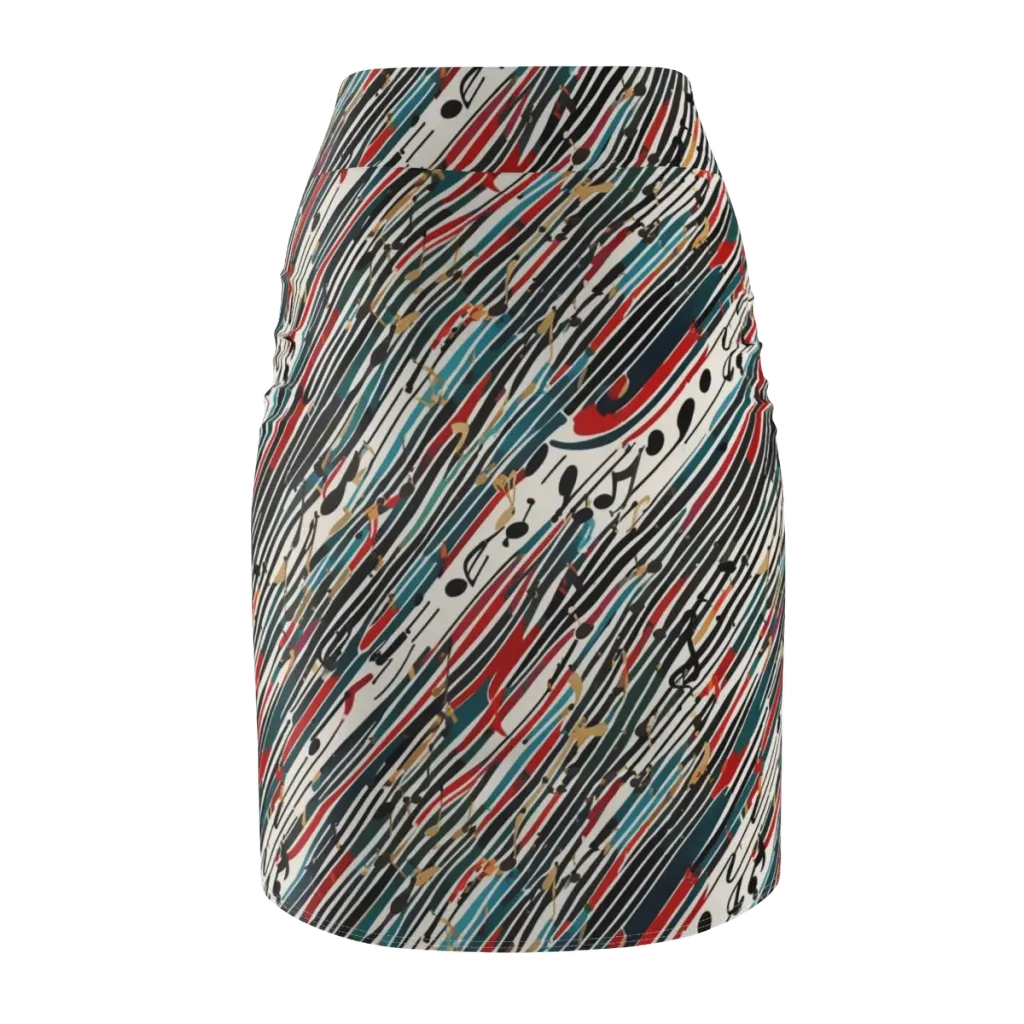 Diagonal Symphony on Pencil Skirt — Back