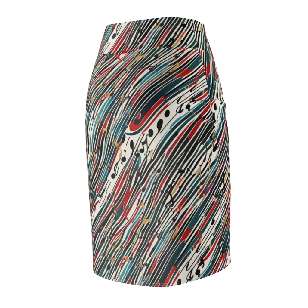 Diagonal Symphony on Pencil Skirt — Back Side