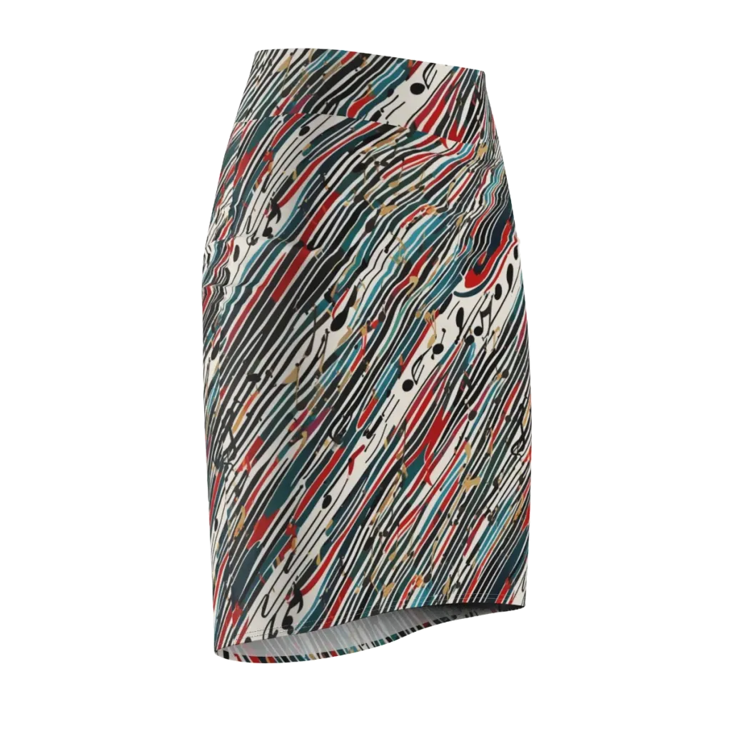 Diagonal Symphony on Pencil Skirt — Front Side