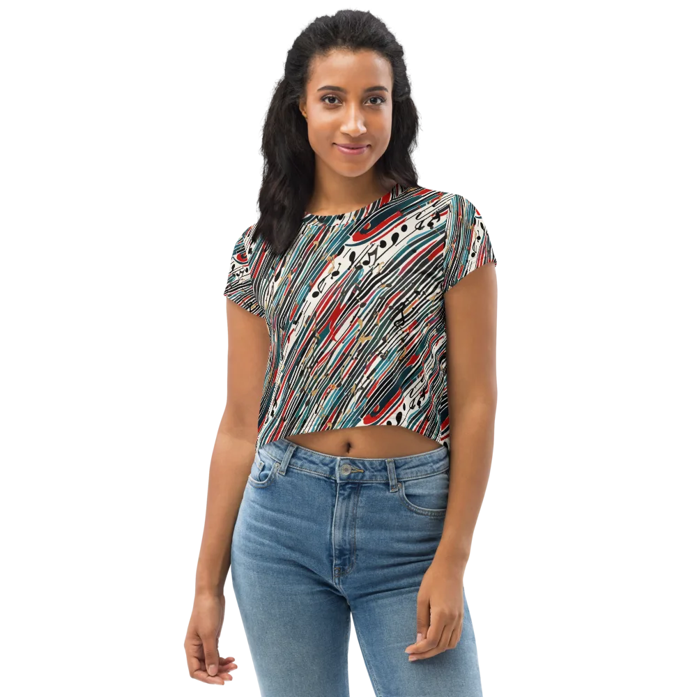 Diagonal Symphony on Crop Tee — Front