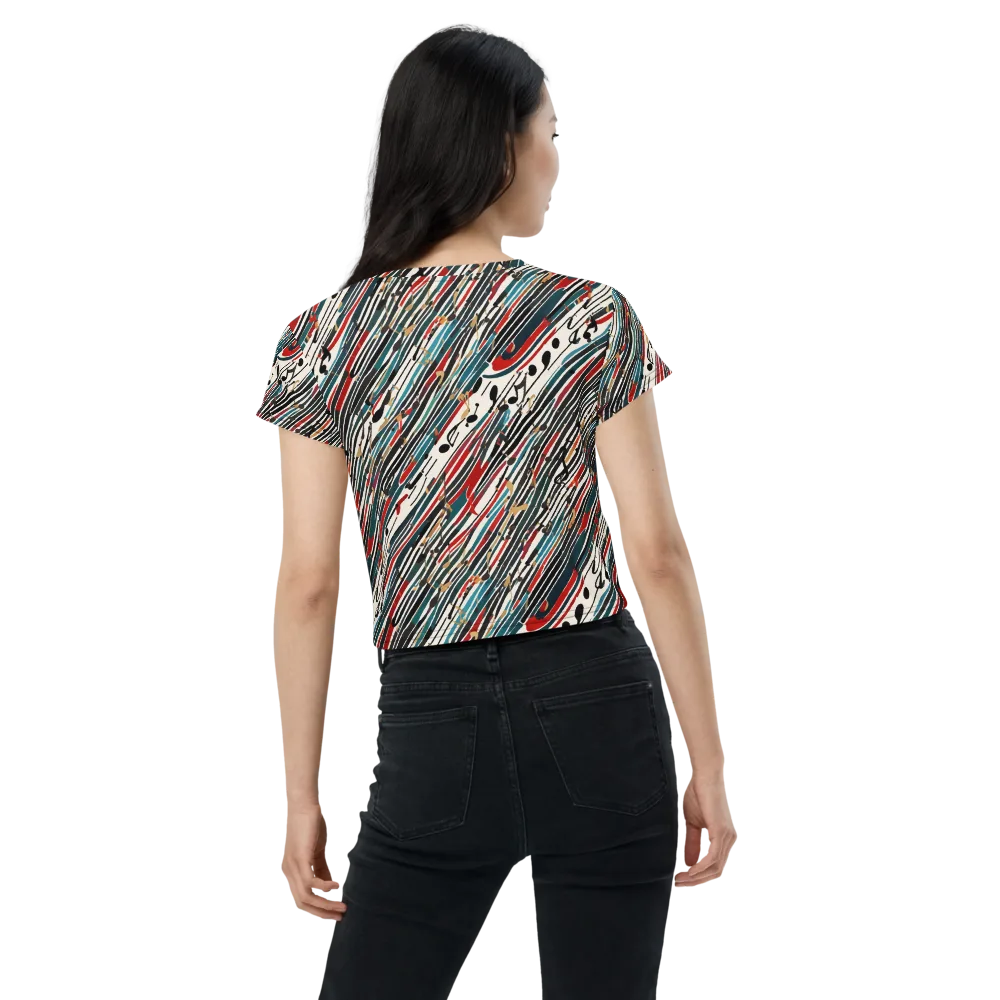 Diagonal Symphony on Crop Tee — Back