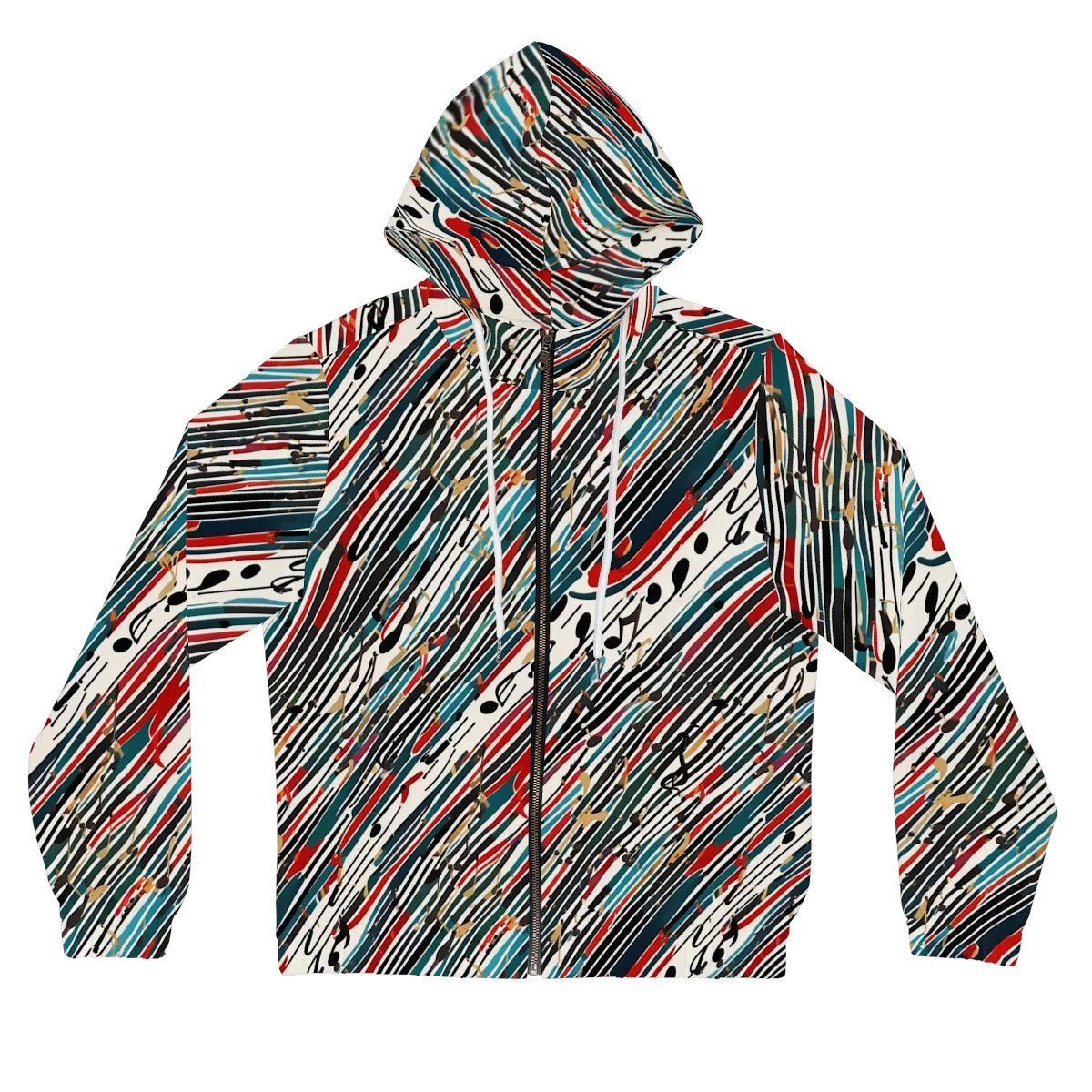 Diagonal Symphony on Women's Full-Zip Hoodie — Front