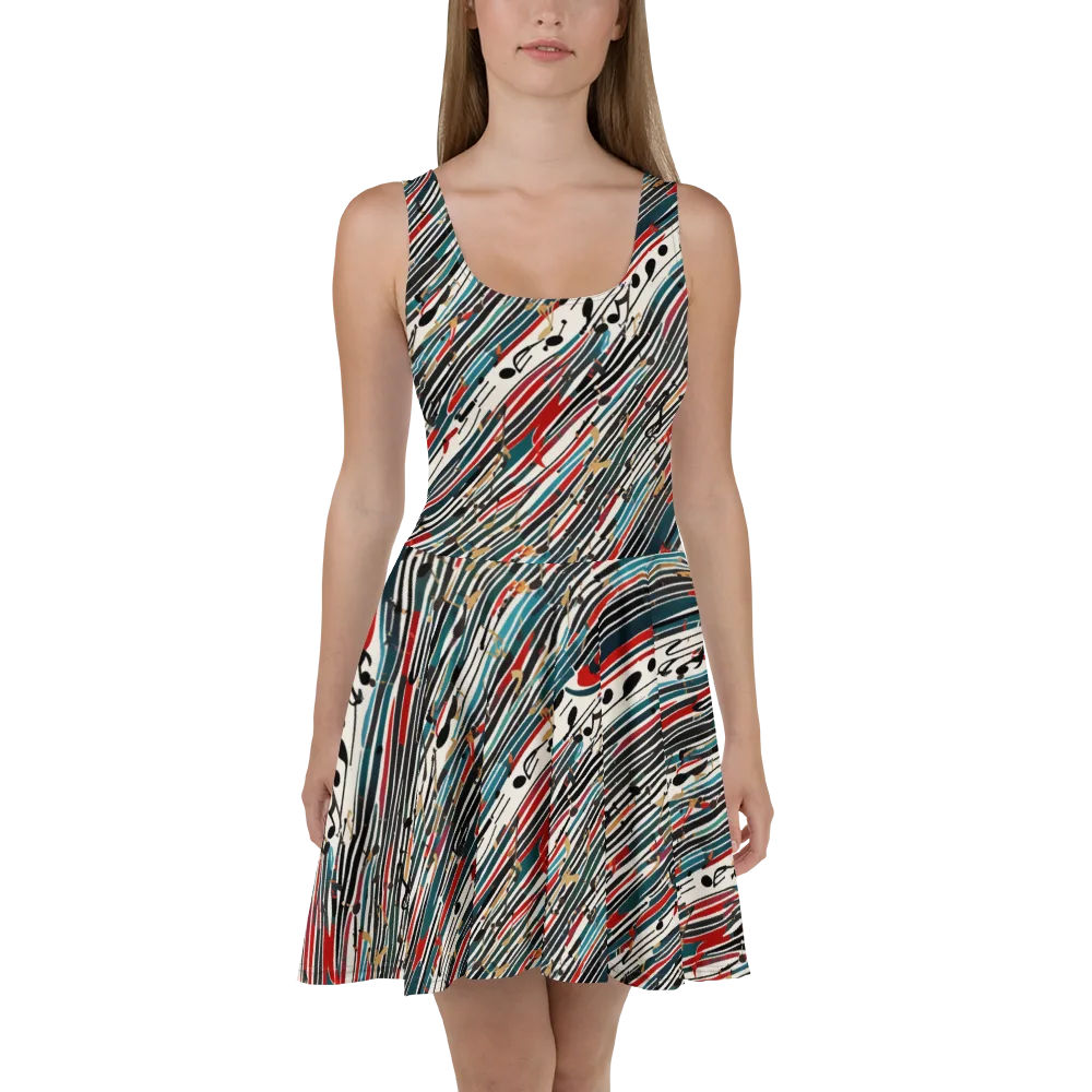 Diagonal Symphony on Skater Dress — Front
