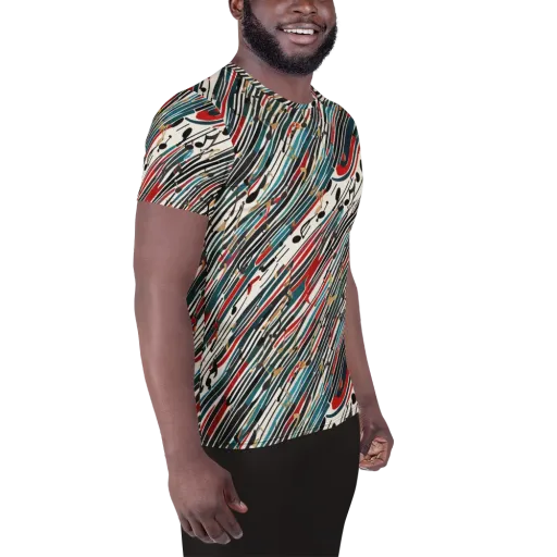 Diagonal Symphony on a Men's Athletic T-Shirt