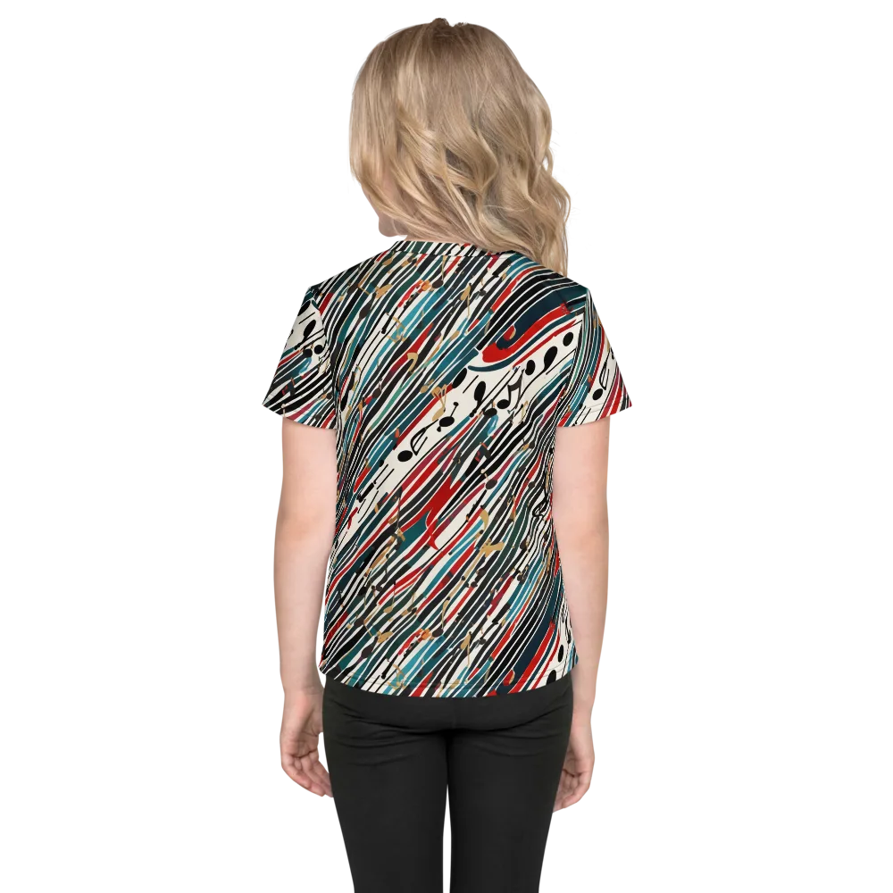 Diagonal Symphony on Kids Crew Neck T-Shirt — Back
