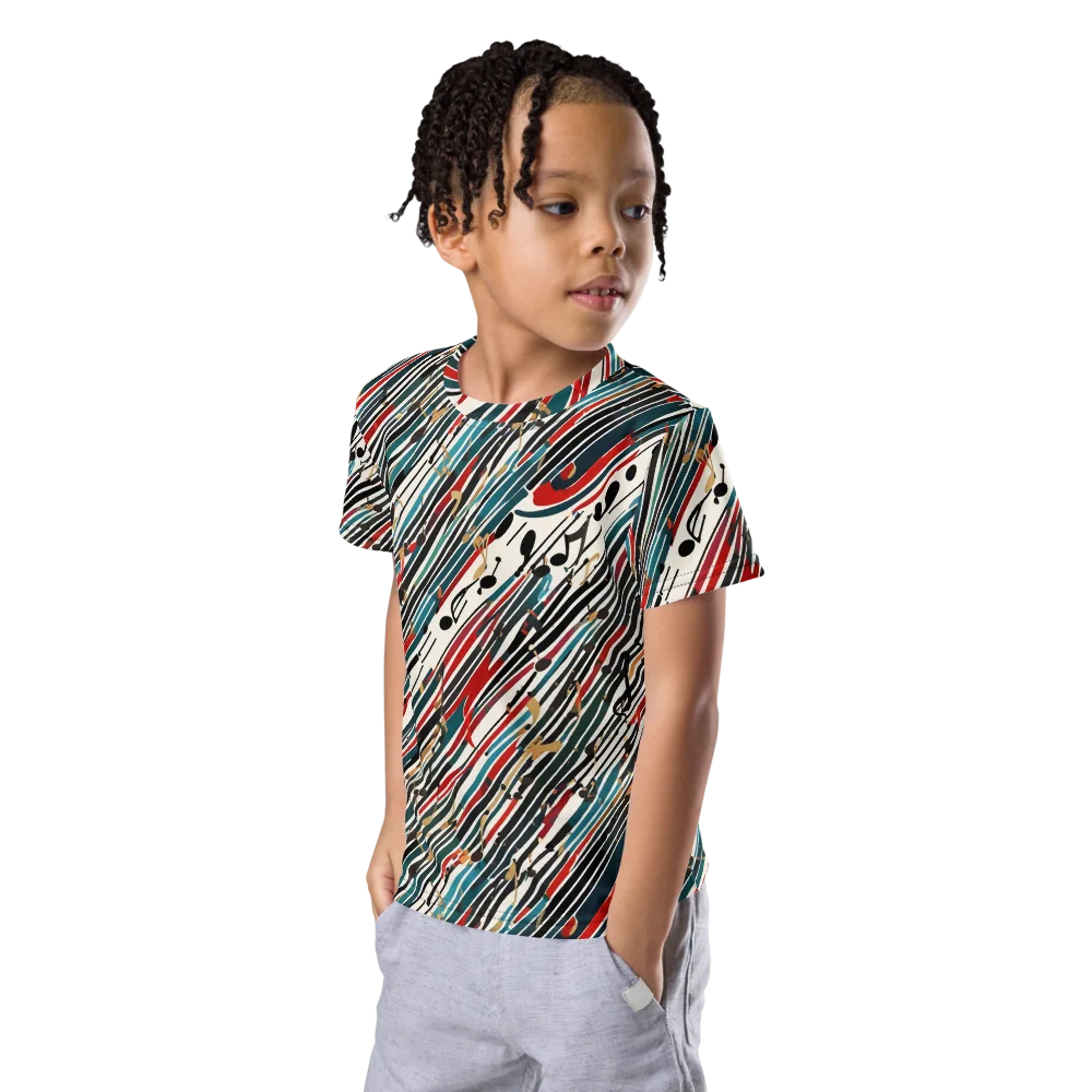 Diagonal Symphony on Kids Crew Neck T-Shirt — Left Front