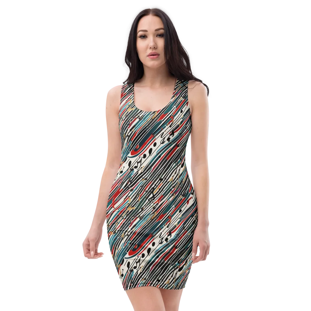 Diagonal Symphony on Bodycon Dress — Front
