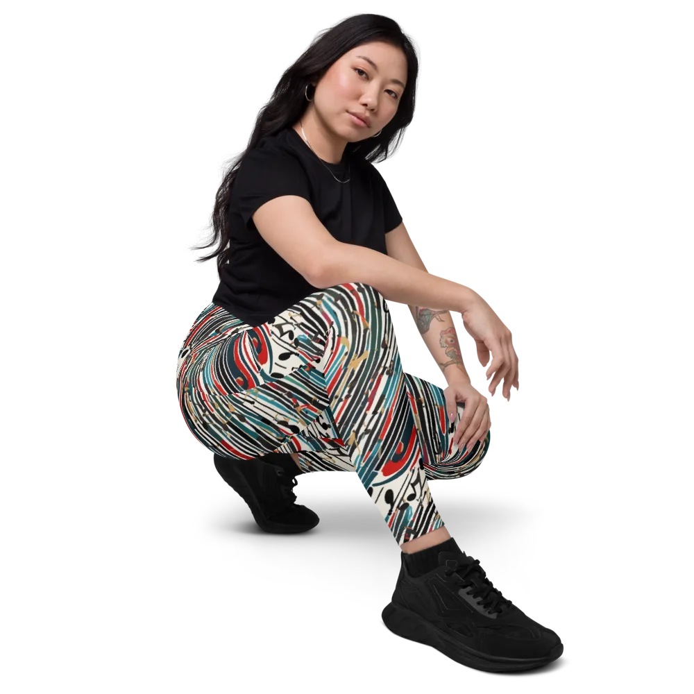 Diagonal Symphony on Leggings with Pockets — Right Front