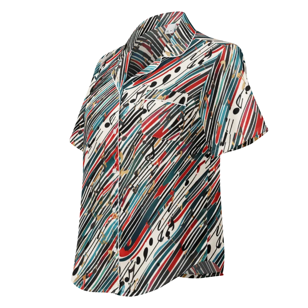 Diagonal Symphony on Women's Short Sleeve Pajama Top — Left Front