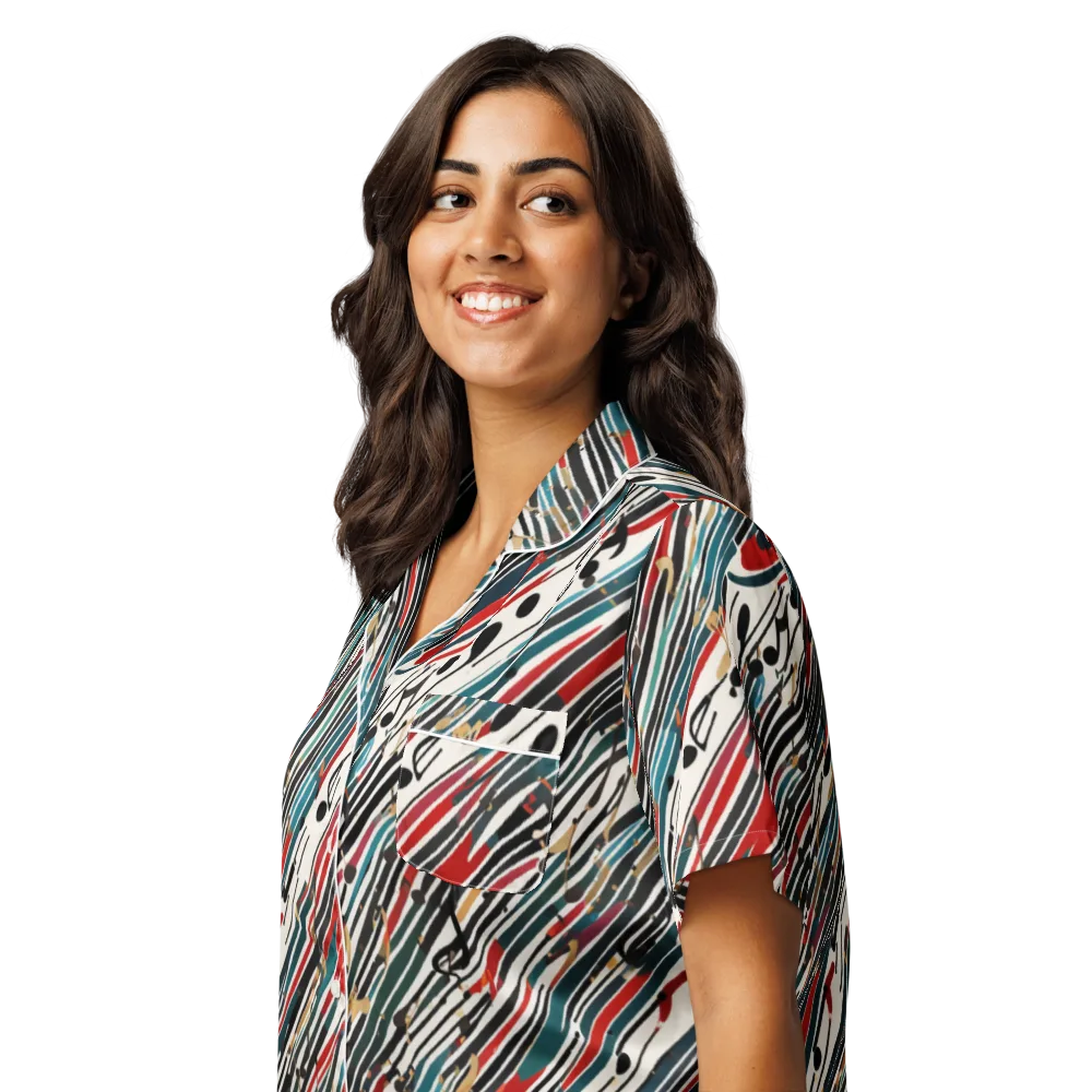 Diagonal Symphony on Women's Short Sleeve Pajama Top — Left Front