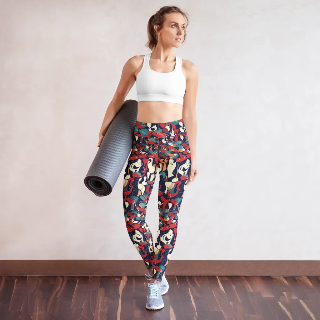 Crimson Cabaret on Yoga Leggings — Front
