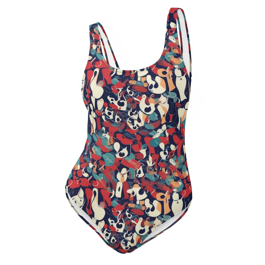 Crimson Cabaret on One-Piece Swimsuit — Front