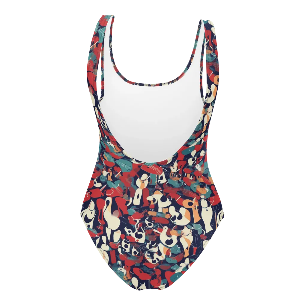 Crimson Cabaret on One-Piece Swimsuit — Back