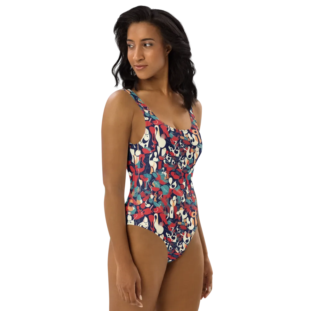 Crimson Cabaret on One-Piece Swimsuit — Right