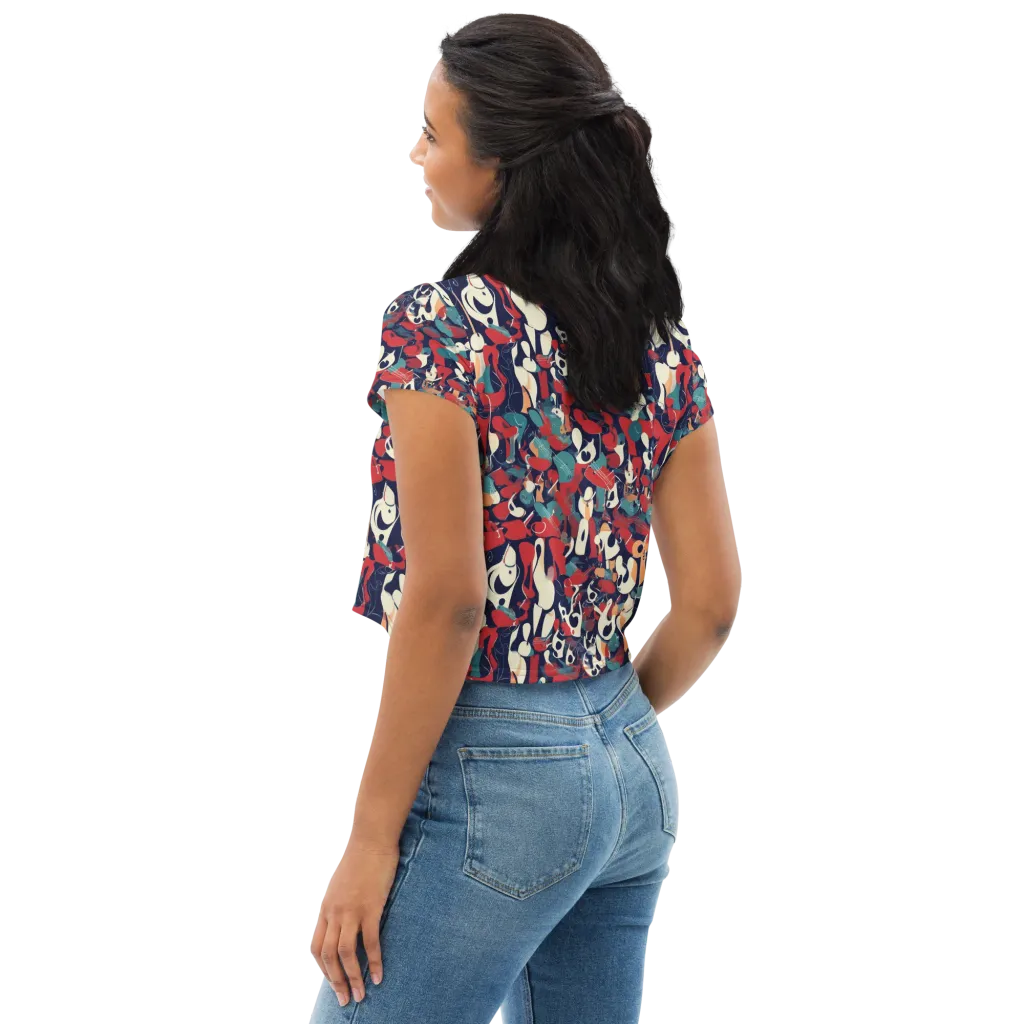 Crimson Cabaret on Crop Tee — Left Back