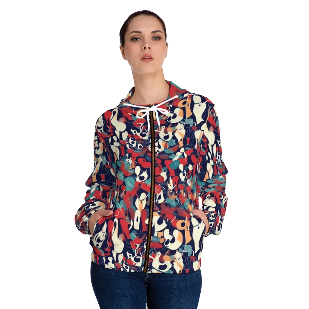 Crimson Cabaret on Women's Full-Zip Hoodie — Front On Person