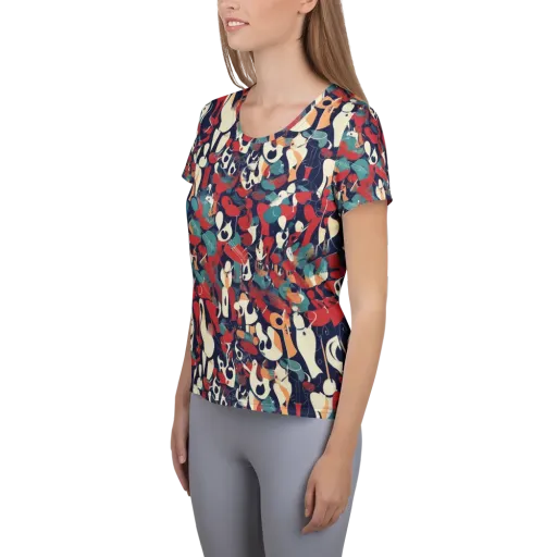 Crimson Cabaret on a Women's Athletic T-Shirt