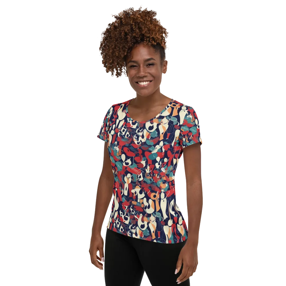 Crimson Cabaret on Women's Athletic T-Shirt — Left