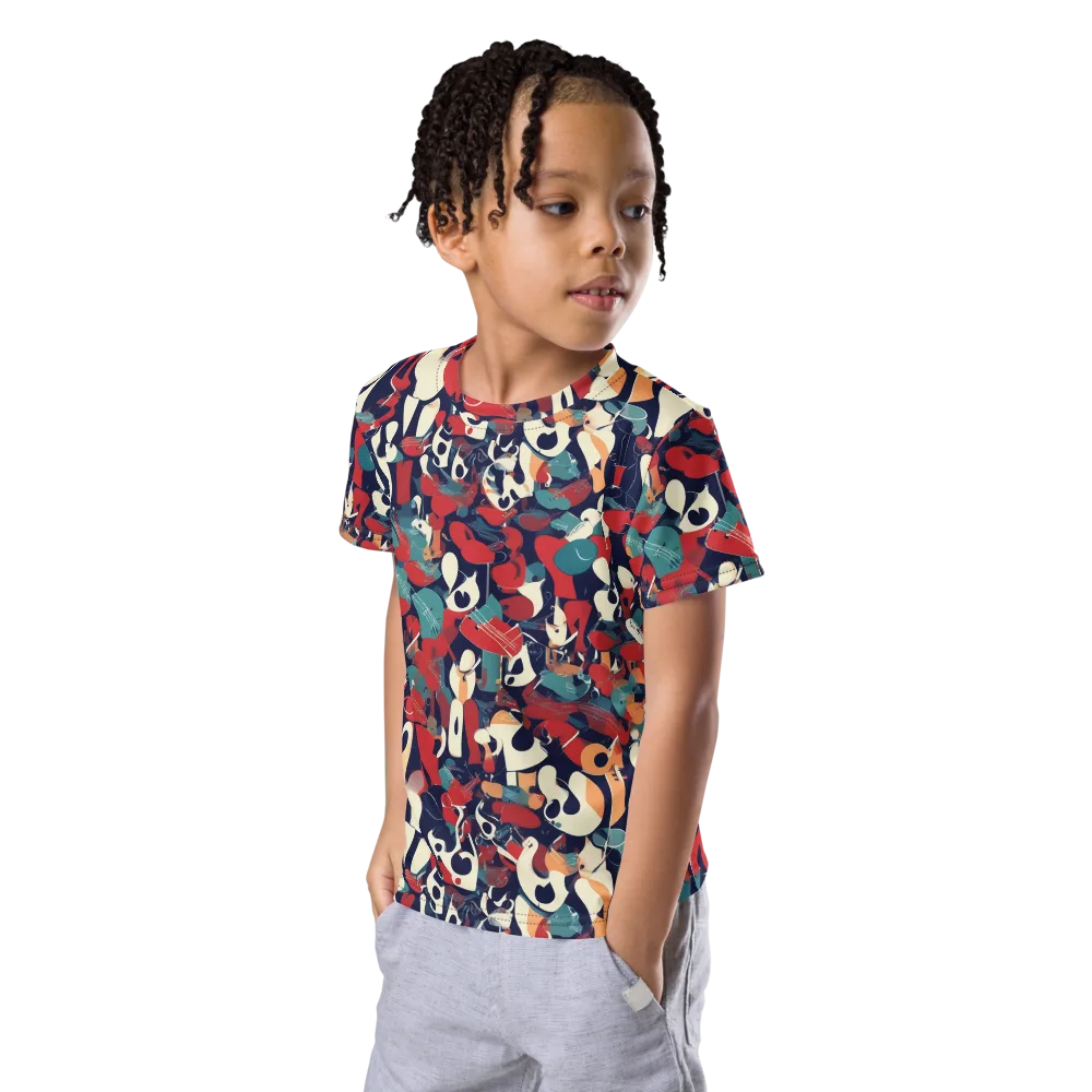 Crimson Cabaret on Kids Crew Neck T-Shirt — Left Front