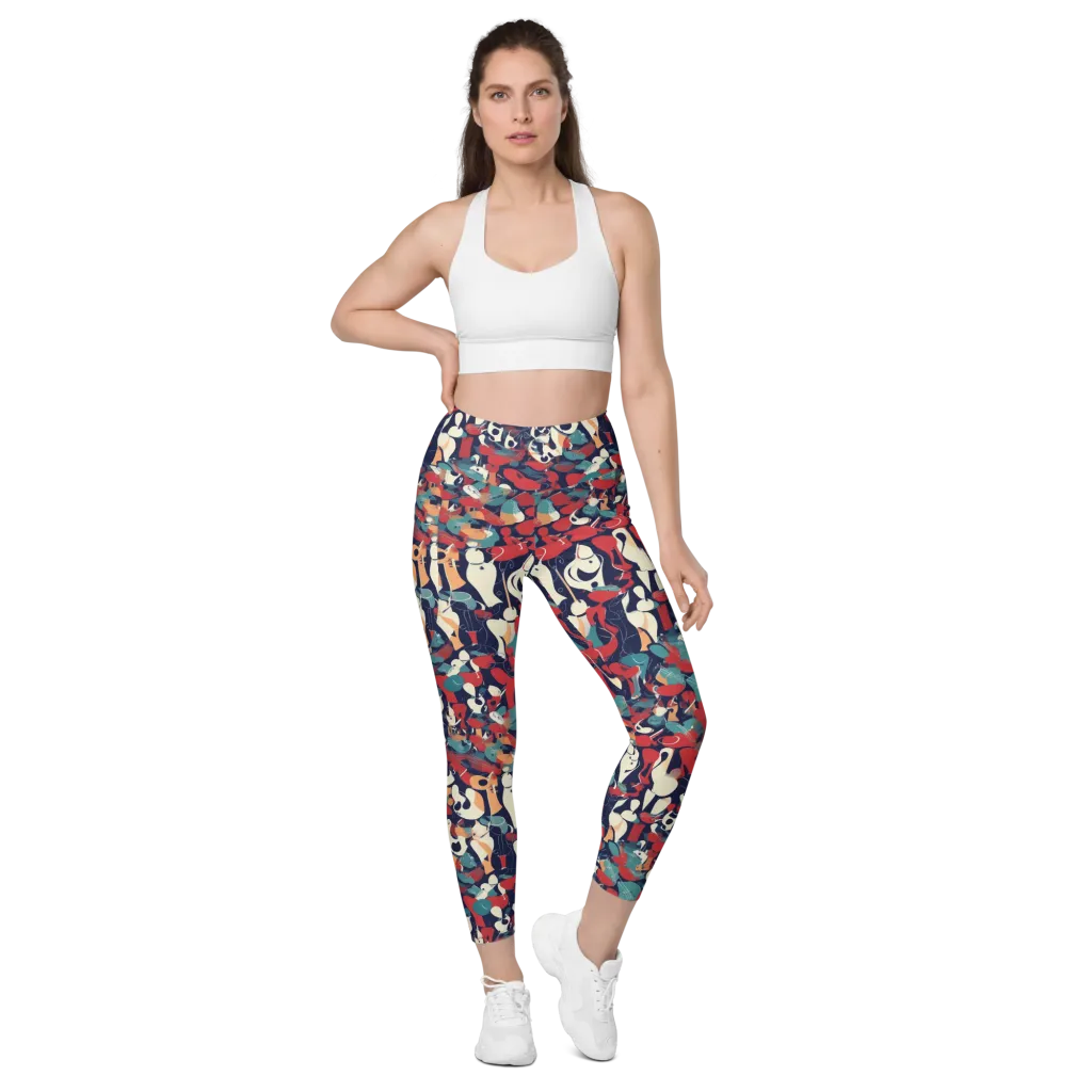 Crimson Cabaret on Leggings with Pockets — Front