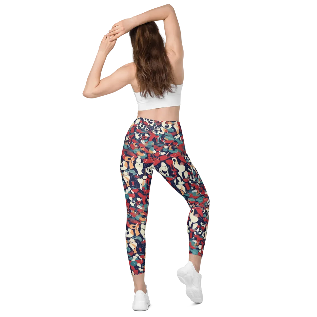 Crimson Cabaret on Leggings with Pockets — Back