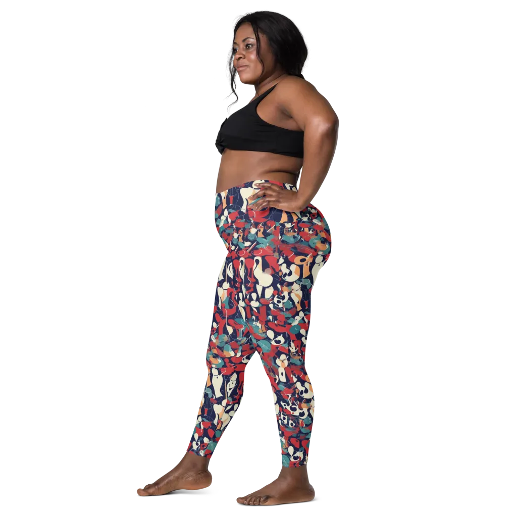 Crimson Cabaret on Leggings with Pockets — Left