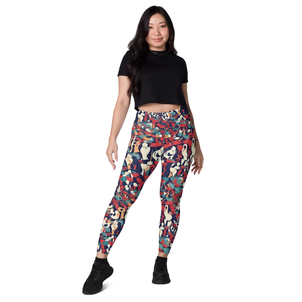 Crimson Cabaret on Leggings with Pockets — Front