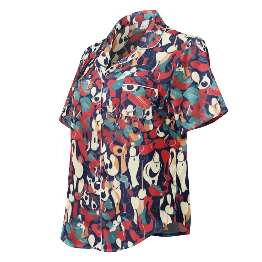 Crimson Cabaret on Women's Short Sleeve Pajama Top — Left Front