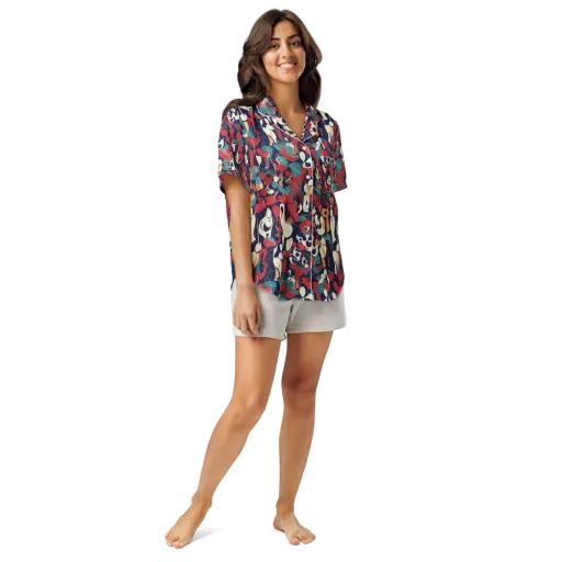 Crimson Cabaret on a Women's Short Sleeve Pajama Top