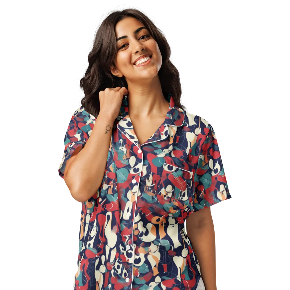 Crimson Cabaret on Women's Short Sleeve Pajama Top — Front