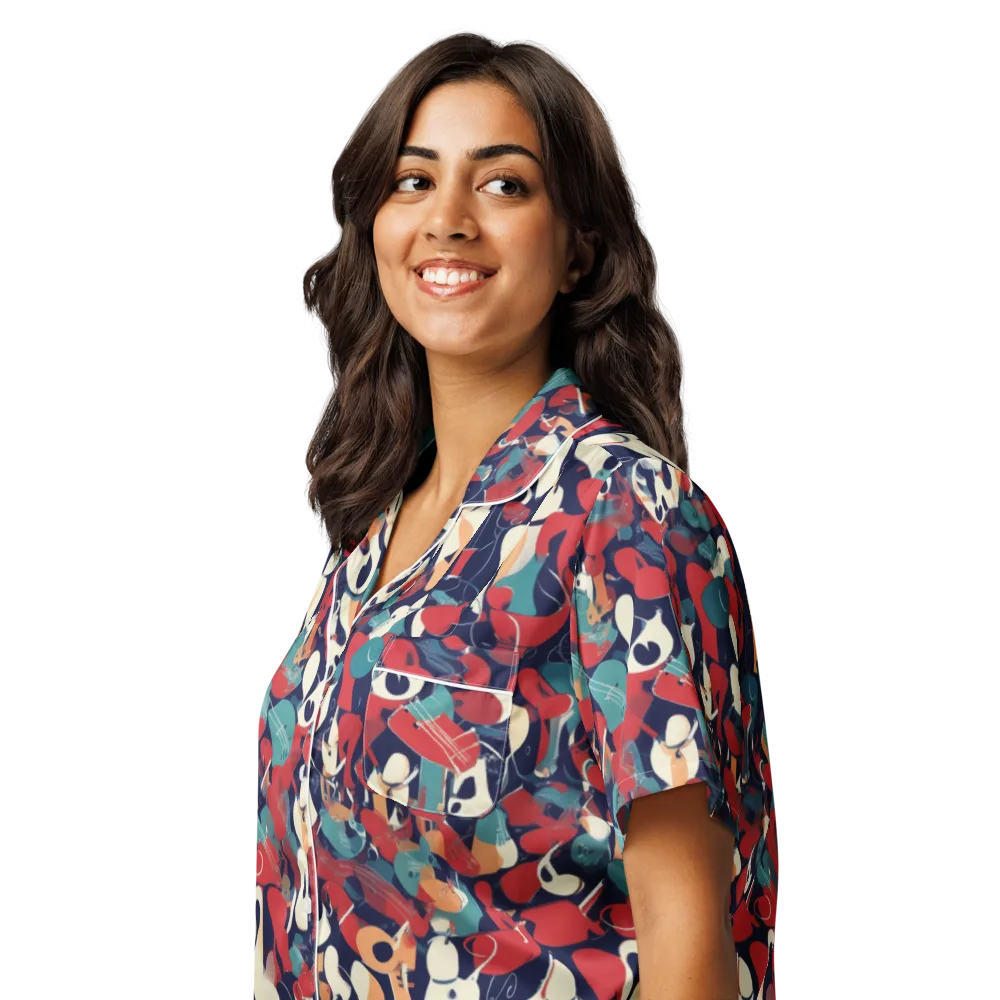 Crimson Cabaret on Women's Short Sleeve Pajama Top — Left Front