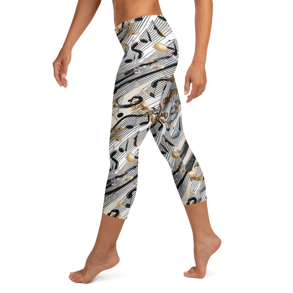 Gilded Rhythm on Capri Leggings — Left
