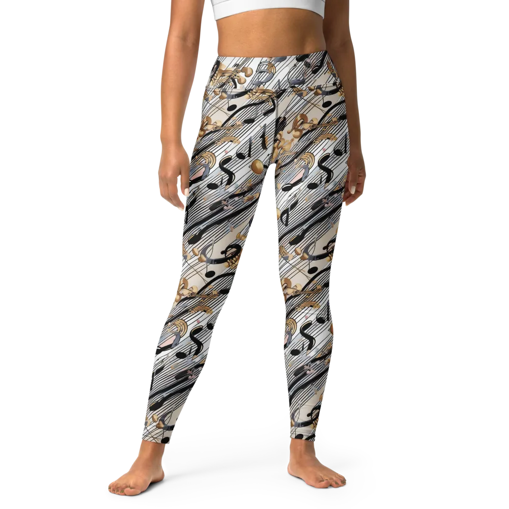 Gilded Rhythm on Yoga Leggings — Front