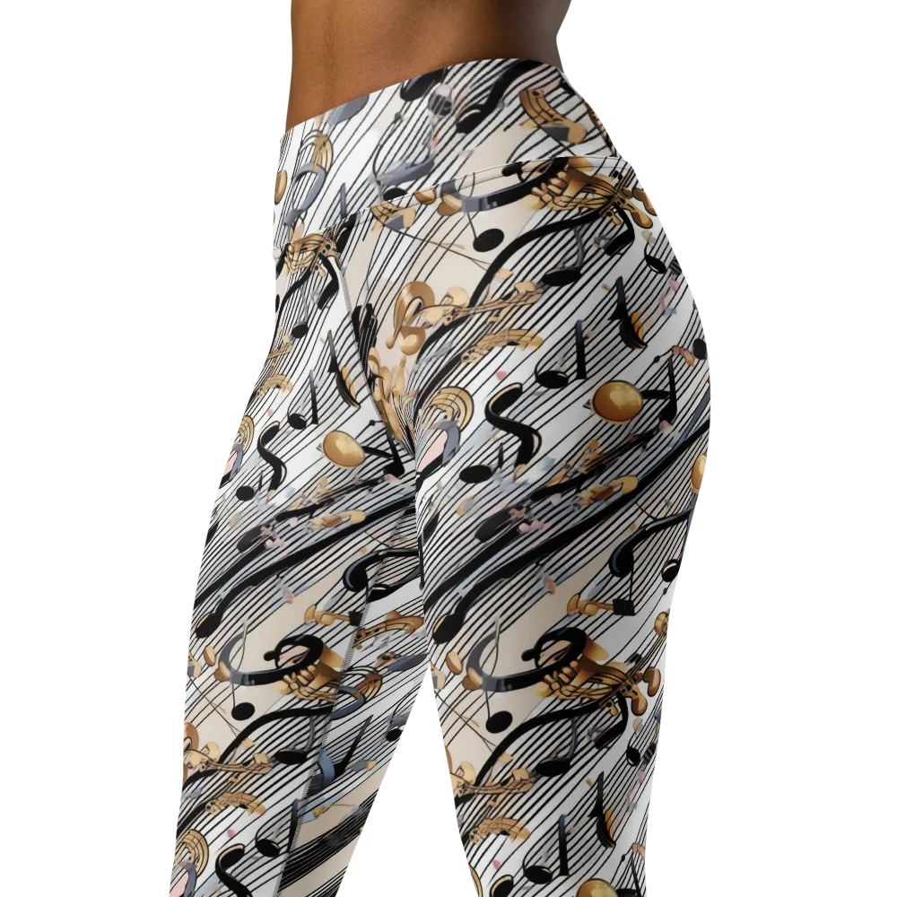 Gilded Rhythm on Yoga Leggings — Left Front