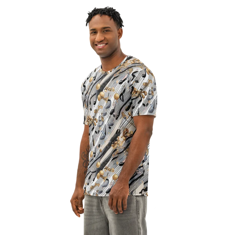 Gilded Rhythm on Men's Cotton Crew Neck T-Shirt — Left Front