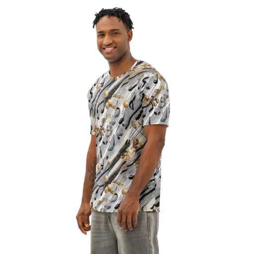 Gilded Rhythm on a Men's Cotton Crew Neck T-Shirt