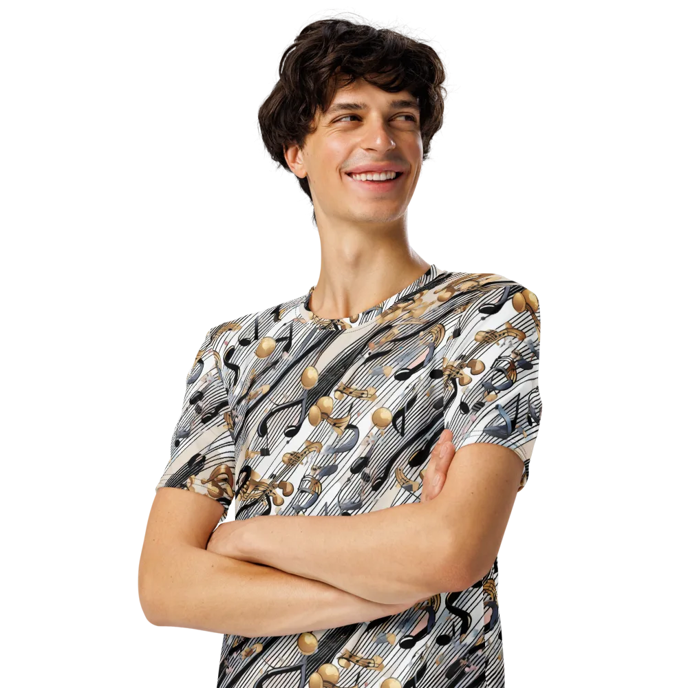 Gilded Rhythm on Men's Crew Neck T-Shirt — Left Front