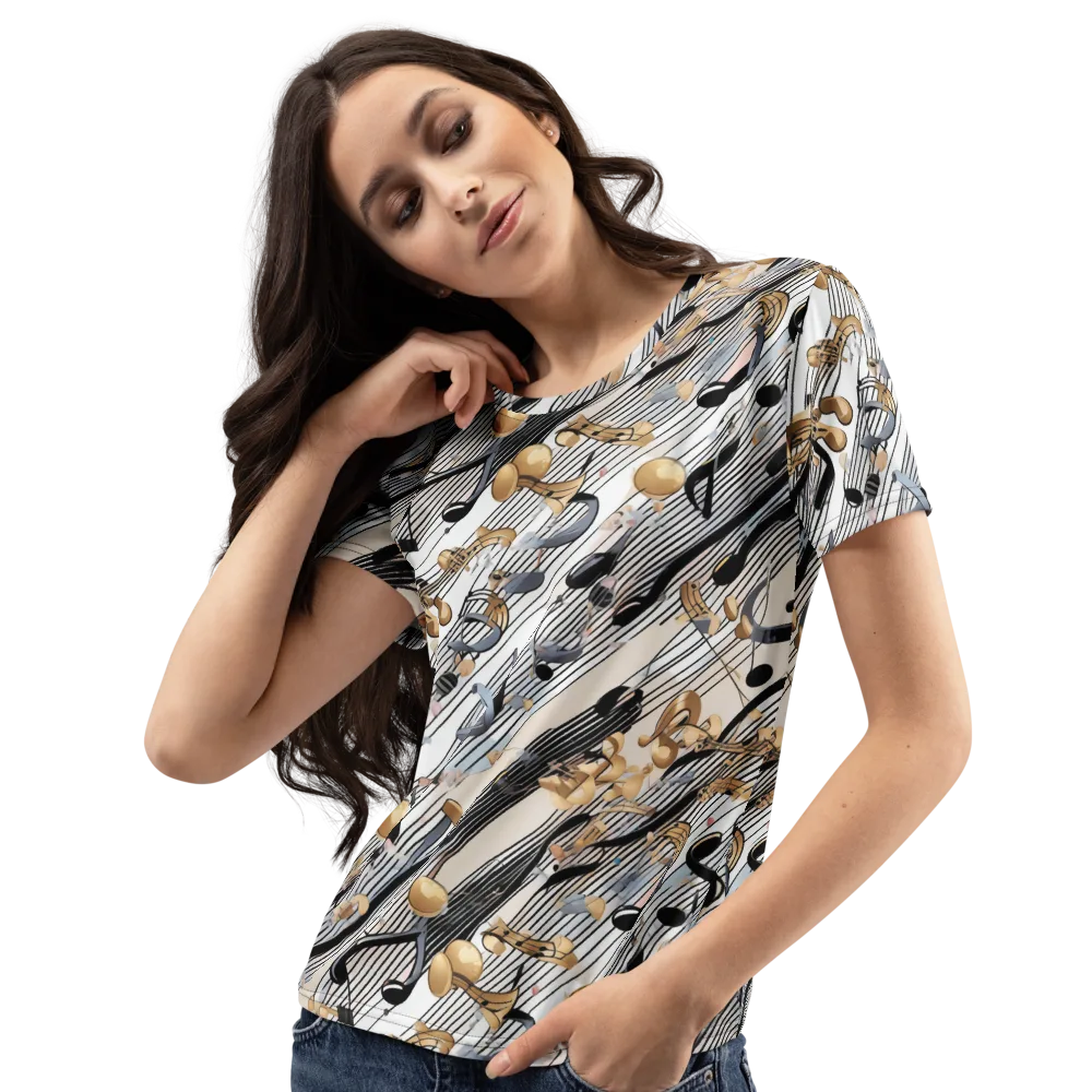 Gilded Rhythm on Women's Crew Neck T-Shirt — Left Front