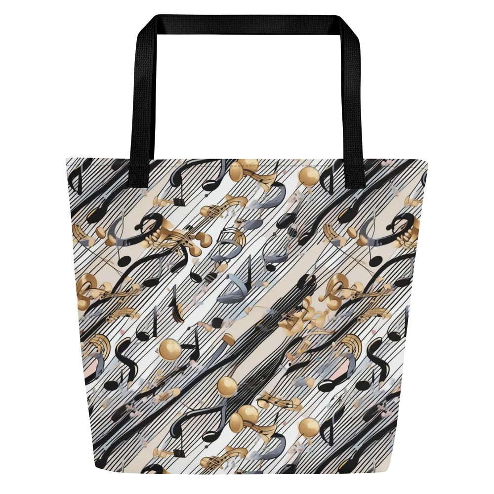 Gilded Rhythm on Large Tote Bag W/ Pocket — Front