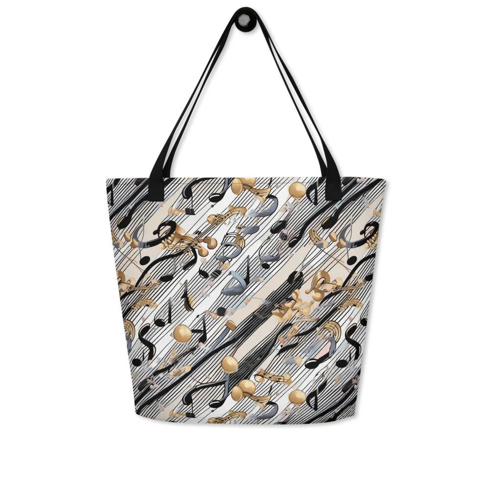 Gilded Rhythm on Large Tote Bag W/ Pocket — Front