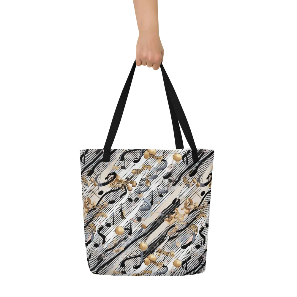 Gilded Rhythm on Large Tote Bag W/ Pocket — Front